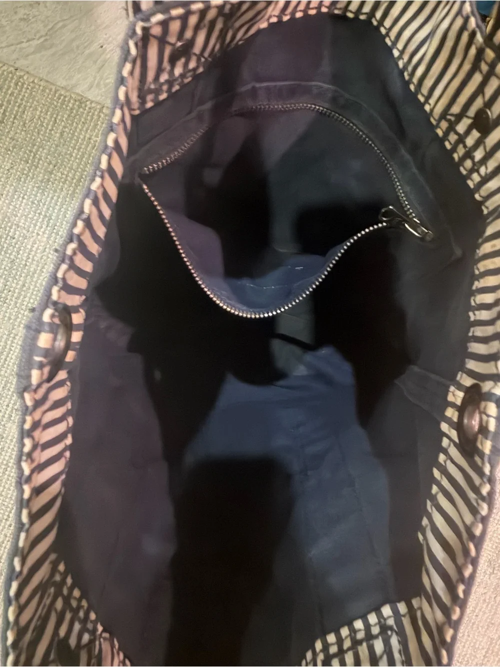 Abercrombie & Fitch Navy Canvas Messenger Tote with Leather Patch